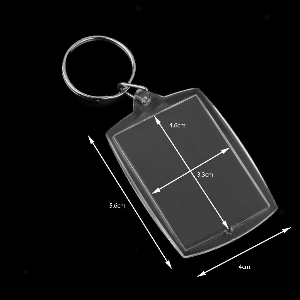 20 Clear Acrylic Hanging Trays with Keychain, Oblong, 40 X 56 Mm, Blank Photo