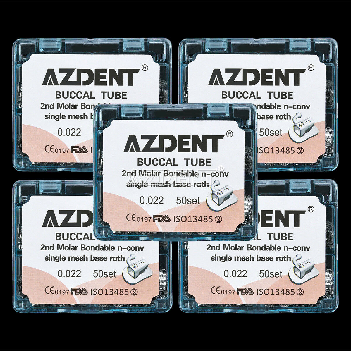 10X AZDENT Dental Orthodontic Buccal Tube 2nd Molar Bondable Non-Conv Roth.022