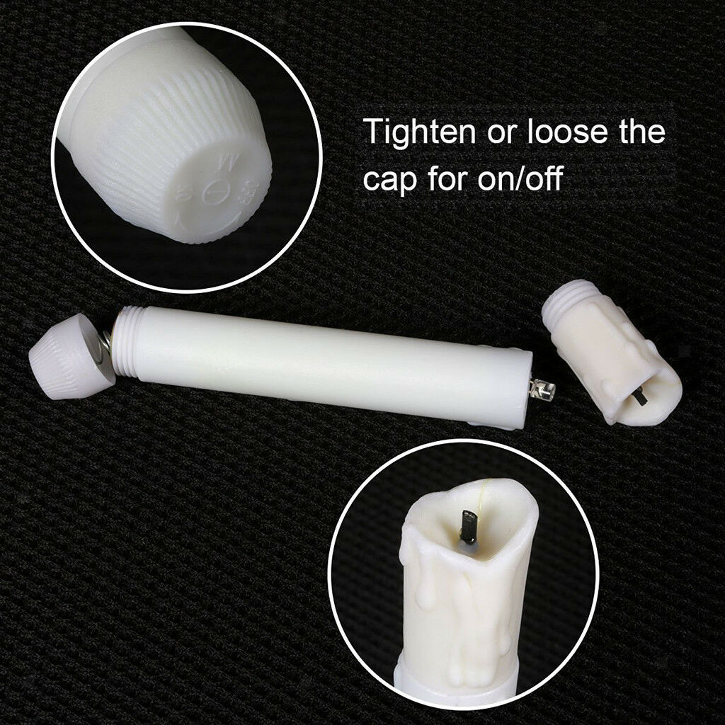 4x Battery Long LED Taper Candle for Church Home Wedding Party Decor 155mm