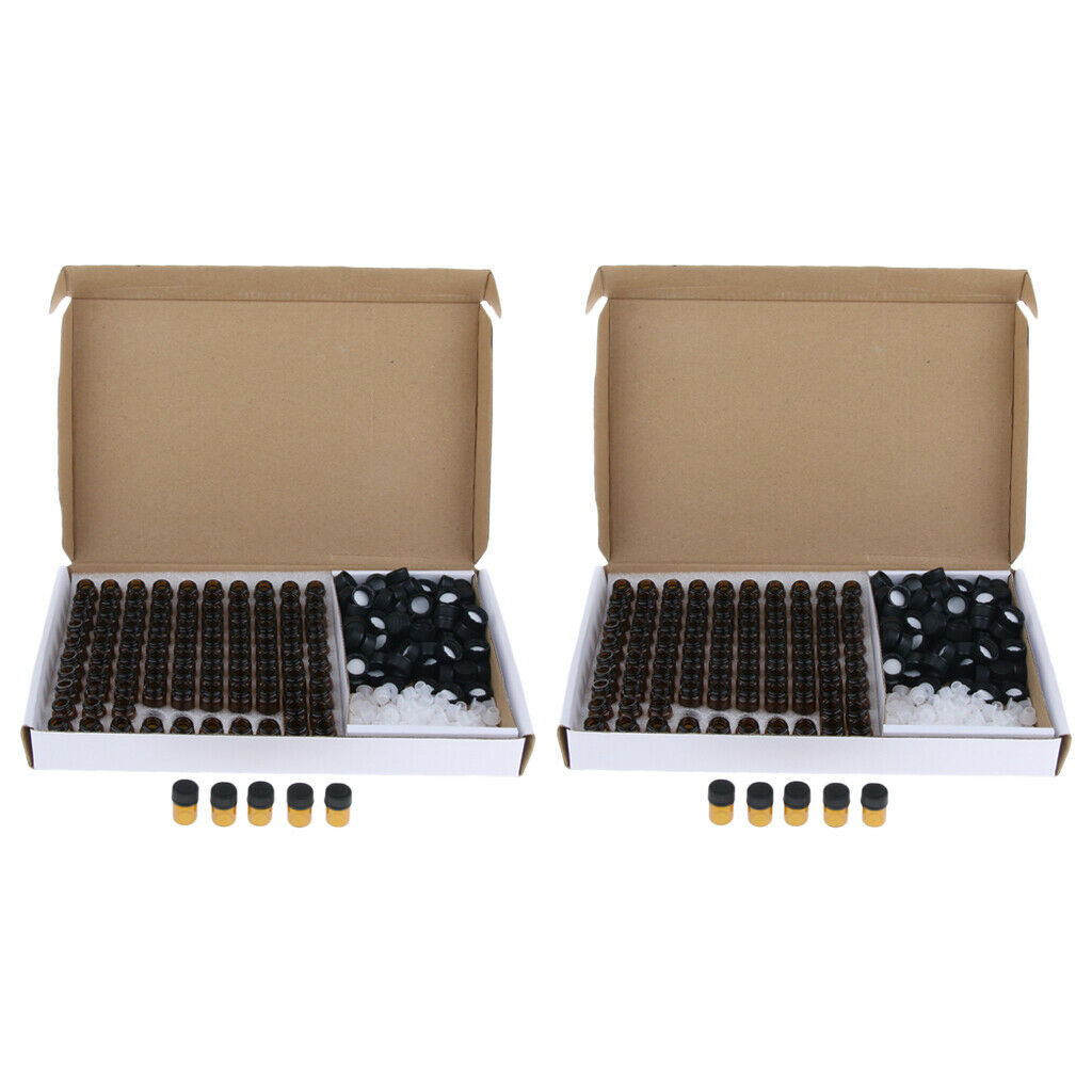 200x Mini Amber Glass Bottles w/Orifice Reducer Small Perfume DIY Vials