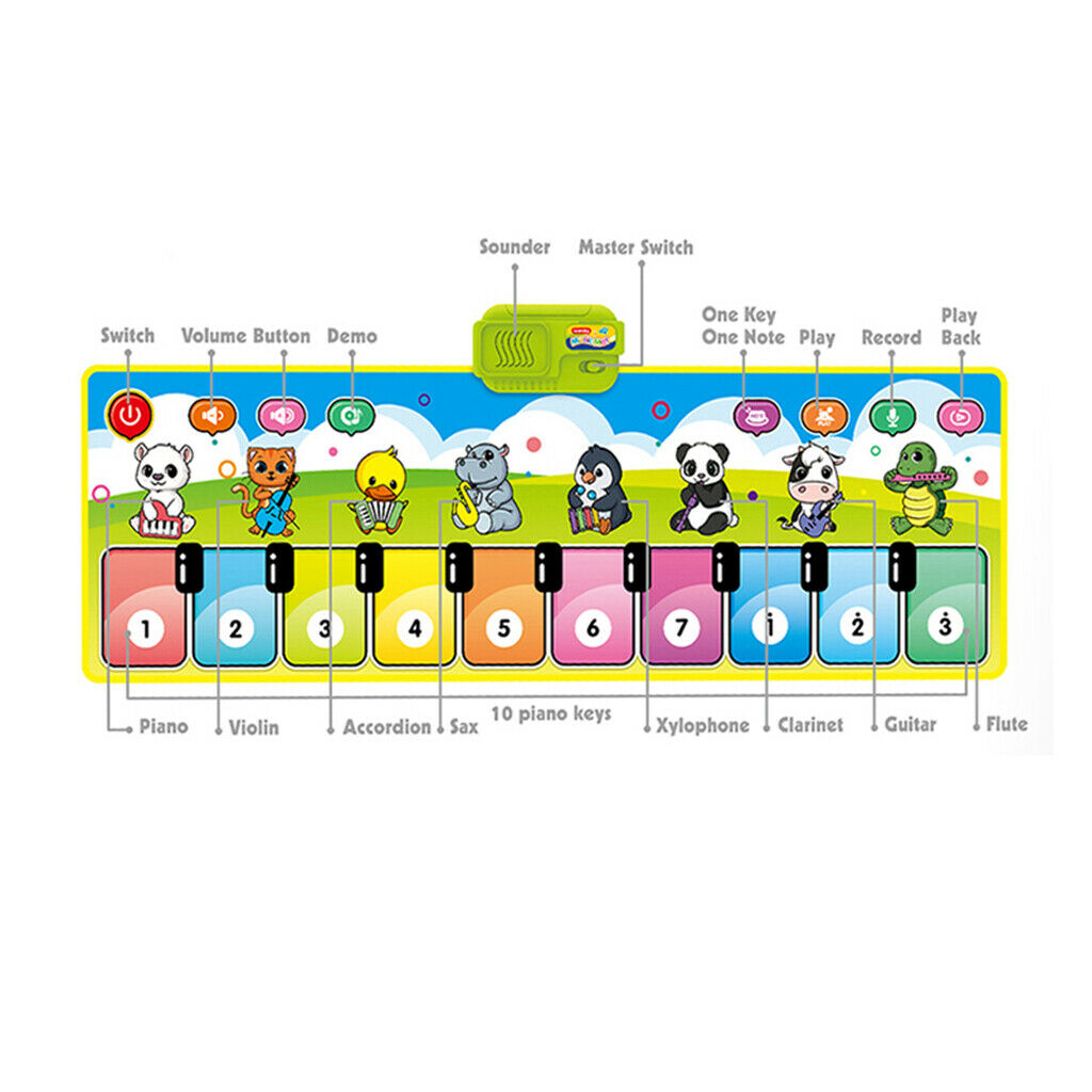 Keyboard Piano Play Mat Blanket Carpet Musical Educational for Baby Girl