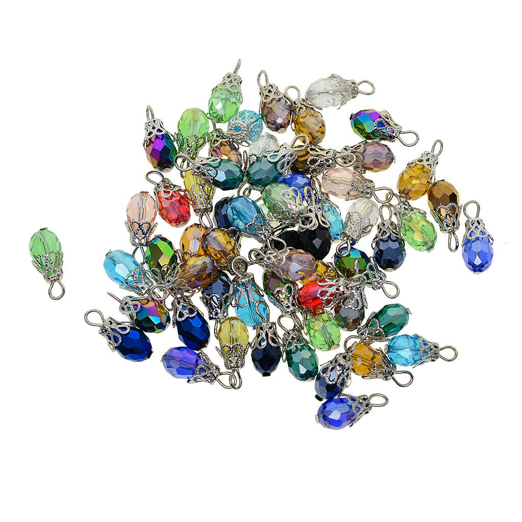 50x Alloy Glass Pendants Jewelry Making Charms Necklace Earrings Key Chain