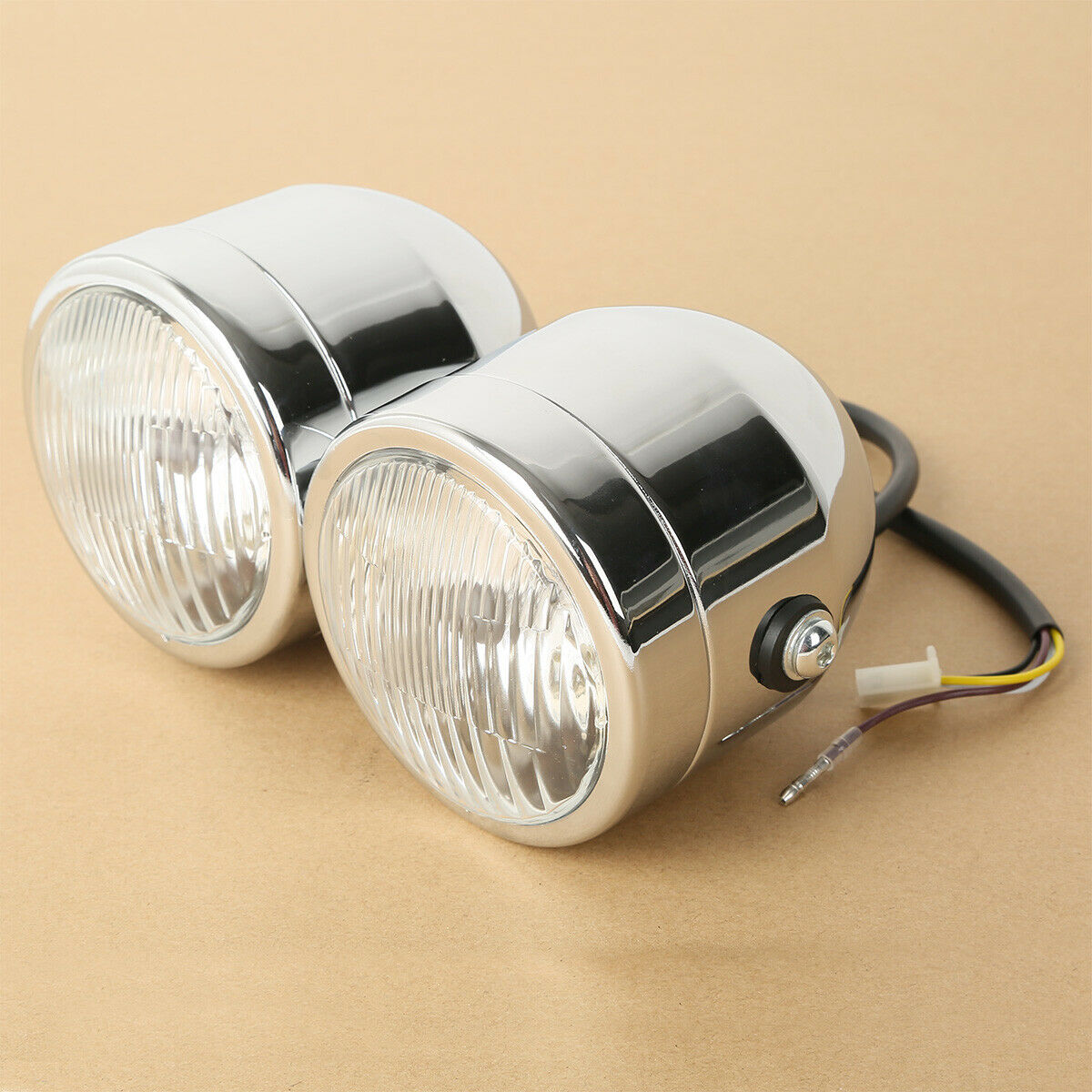 Motorcycle Twin Dual Headlight Retro Fit For Streetfighter Dirt Bike Cafe Racer