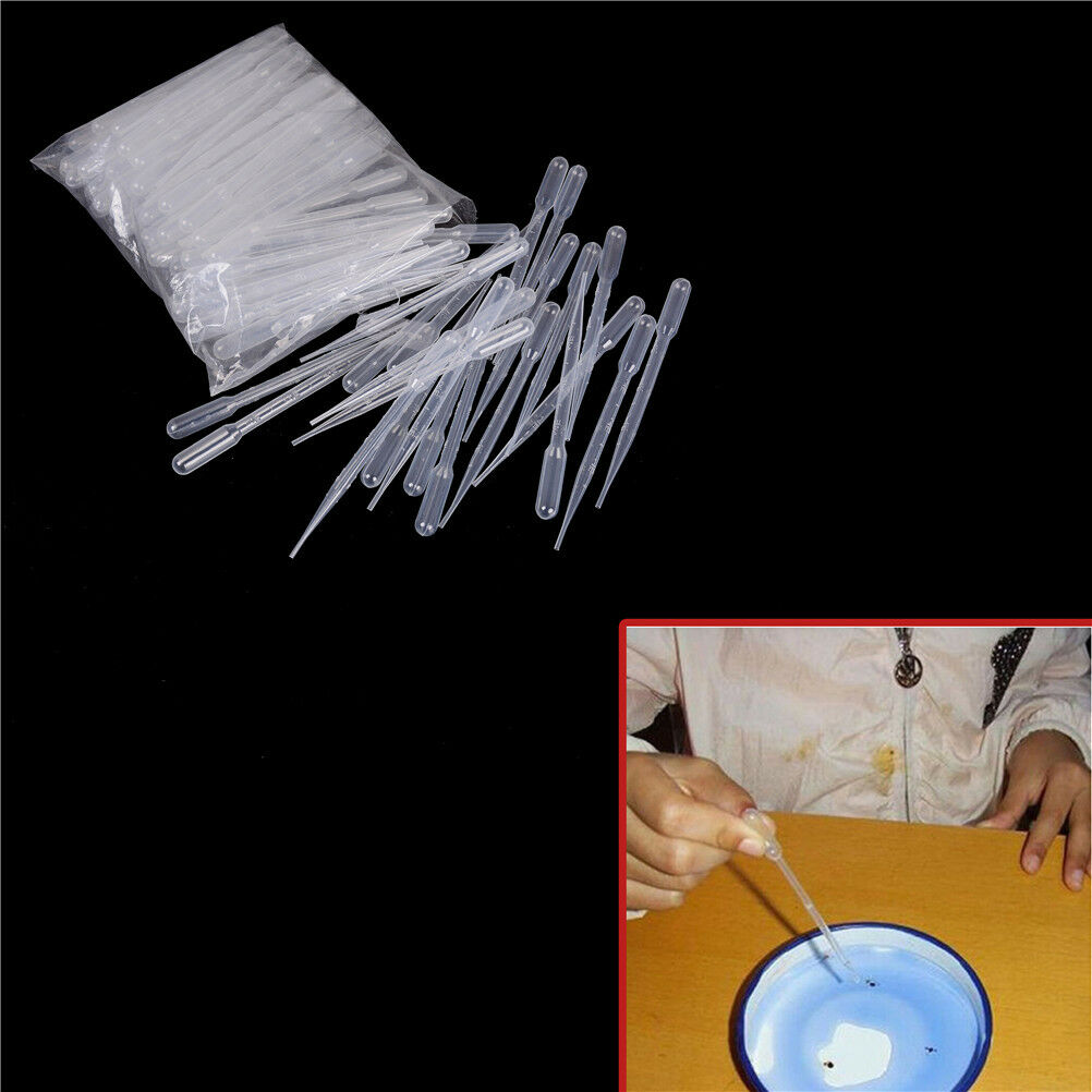 100PCS 3ML Transparent Pipettes Disposable Safe Dropper  Graduated Pipet biH Kt