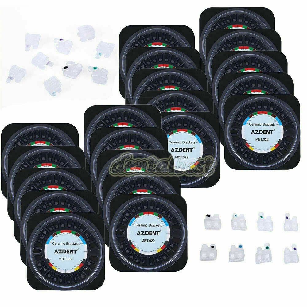50 Packs Dental Orthodontic Brace Ceramic Bracket 5*5 MBT Slot.022  345 Hooks