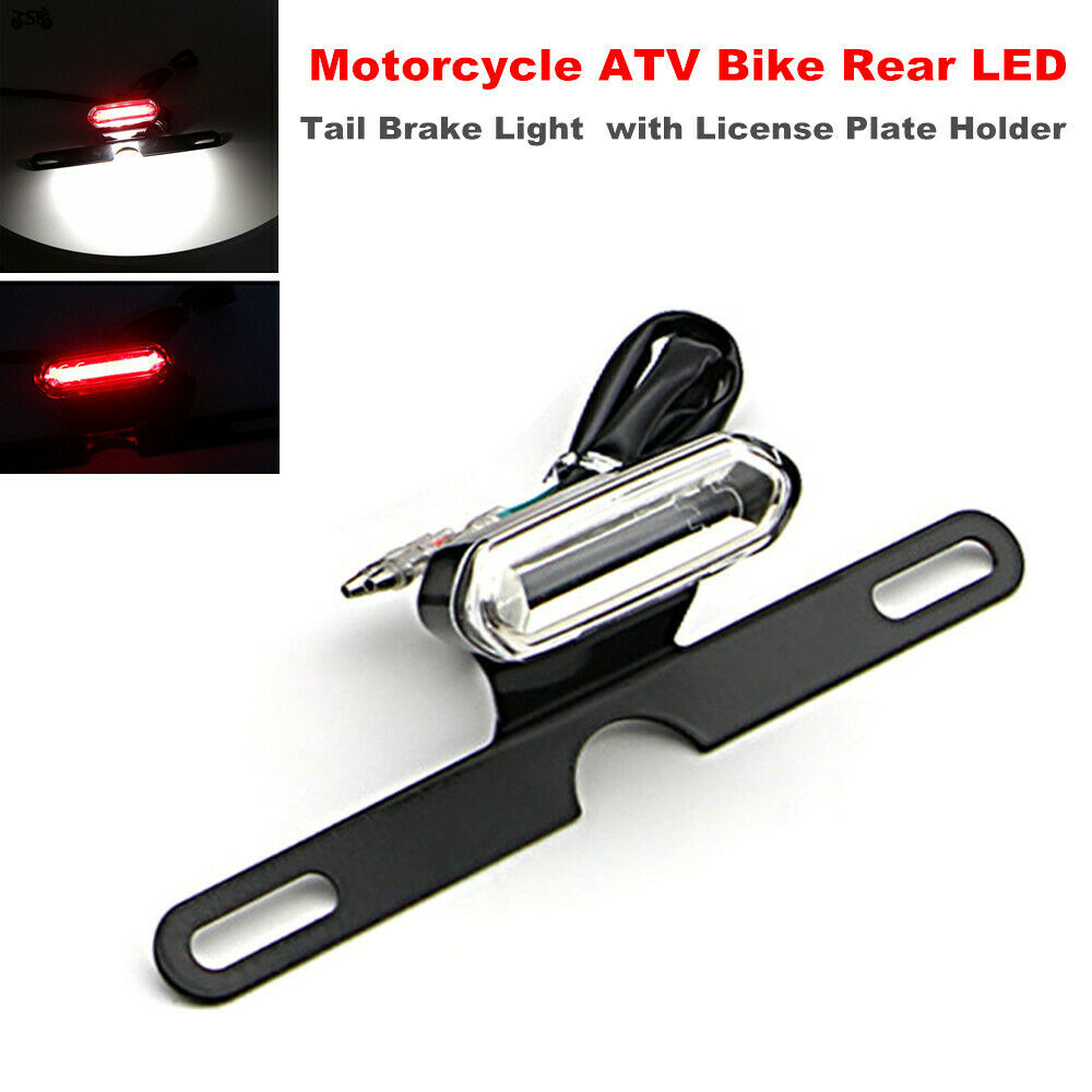 Motorcycle ATV Bike Rear LED Taillight Brake Stop Lamp with License Plate Holder