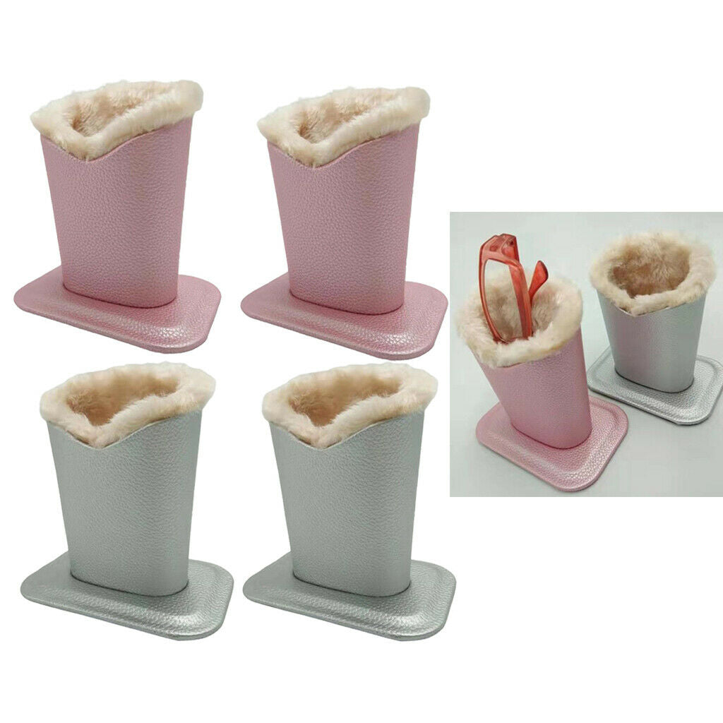 4Pieces Modern Plush Lined Eyeglasses Holder PU Leather Glasses Stand Case