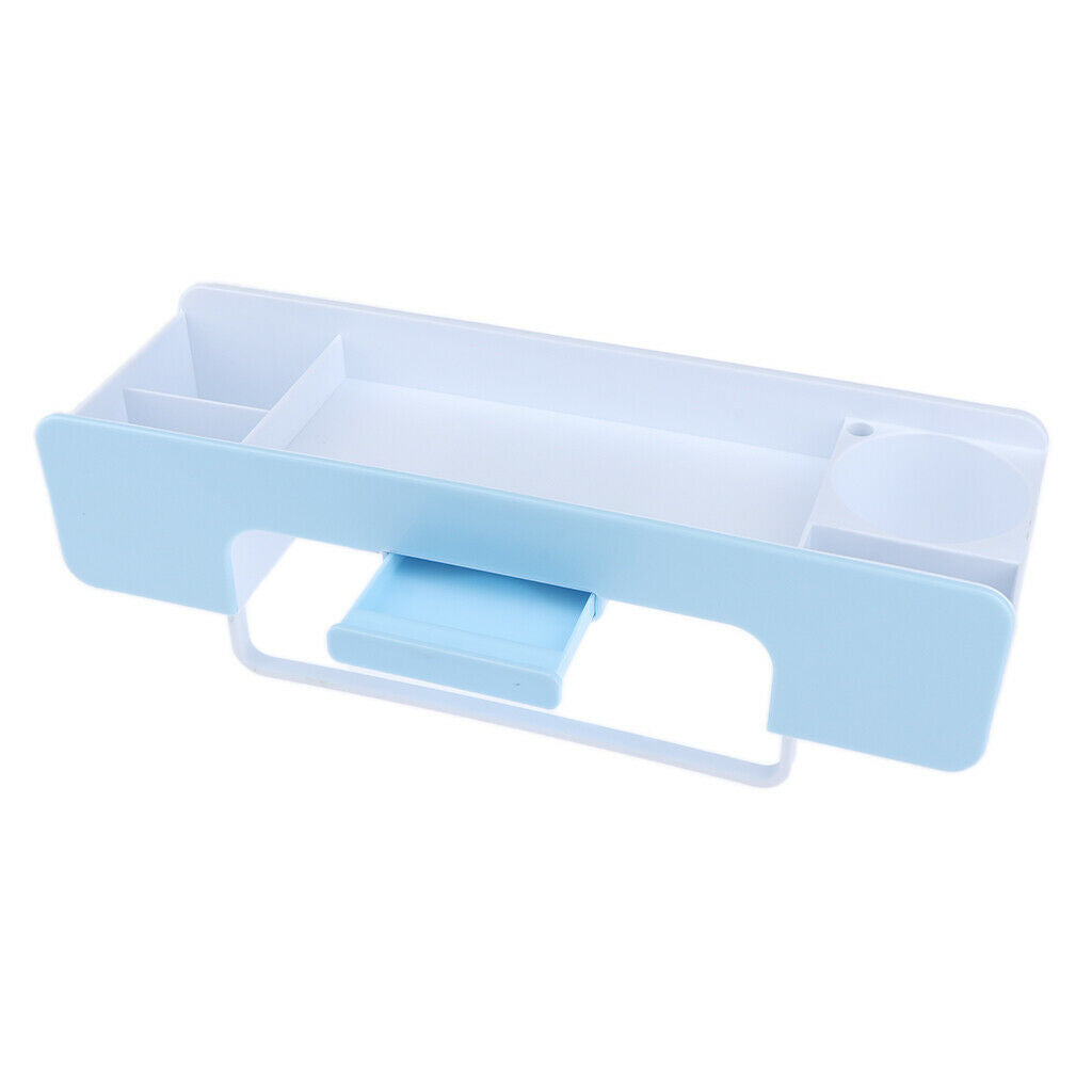 Stylish Multi Grooves & Moveable Hooks Design Bathroom Drain Rack Mint Blue