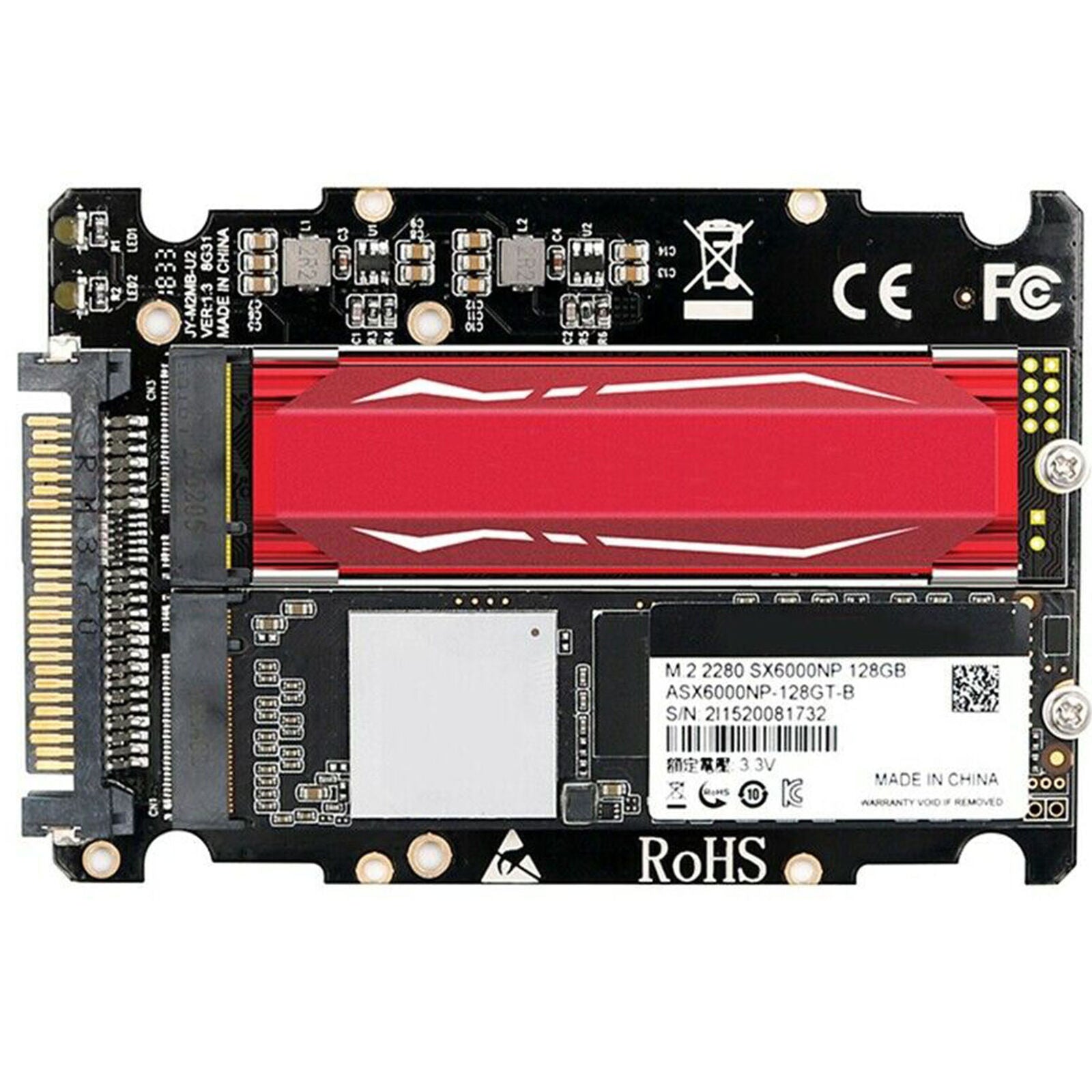 M.2 SSD to U.2 Adapter 2 in 1 M.2 NVMe Key B/M NGFF SSD to PCI-e U.2 SFF-8639