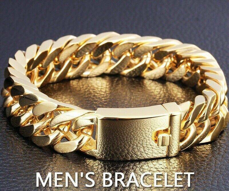 14mm Men's Heavy Solid Stainless Steel Curb Chain Bracelet Fashion Jewelry *1