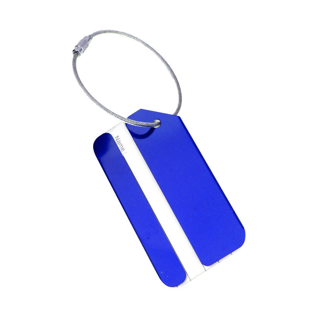 Personalized Aluminum Alloy Metal Luggage Tag Label ID Tag with Chain Blue