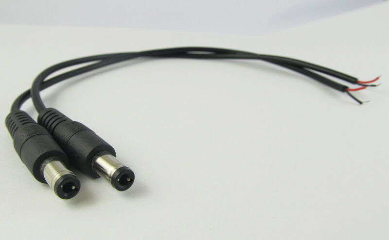 100pcs 5.5mm x2.5mm 5.5x2.5 CCTV Power Charger DC Power Male Plug Cable 25cm