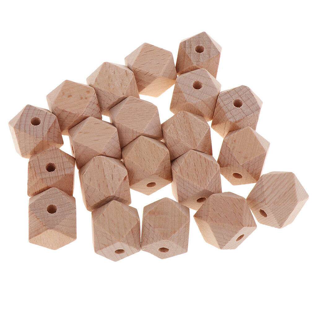 20 Pieces Unpainted Beech Wood Plain Loose Octagonal Beads Jewelry Making