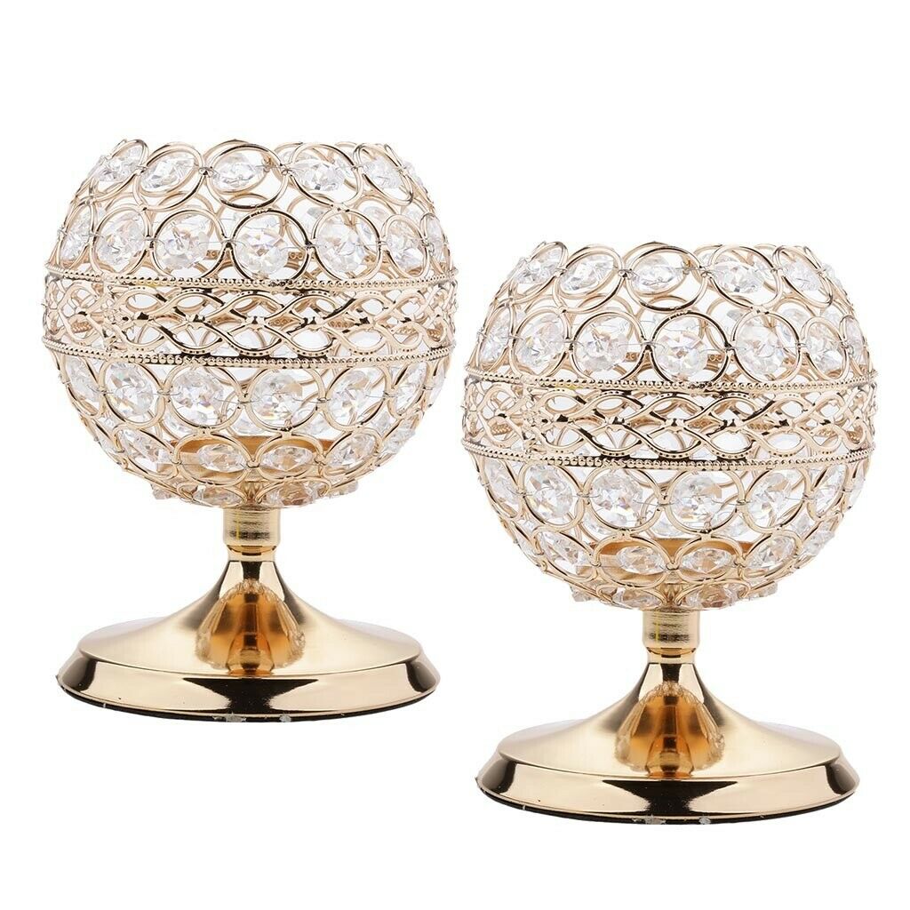 2pcs Globe Crystal Votive Tealight Candlestick For Wedding Centerpieces S