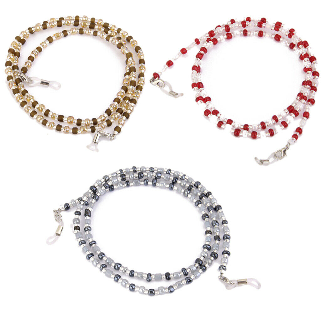3 Pieces Strap Support Plastic Beads Chain For Sunglasses Glasses Lenses