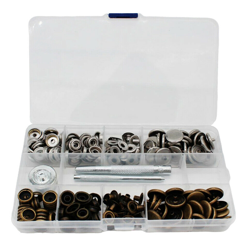 50 Sets Leather Snap Buttons Press Studs 17mm for Clothes Jeans 2 Color