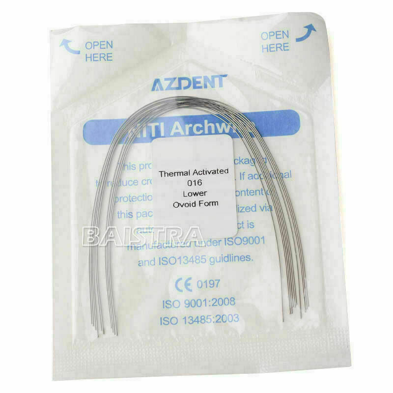 100 packs  Dental Thermal Activated Niti Arch Wires Orthodontics Round 016 Lower