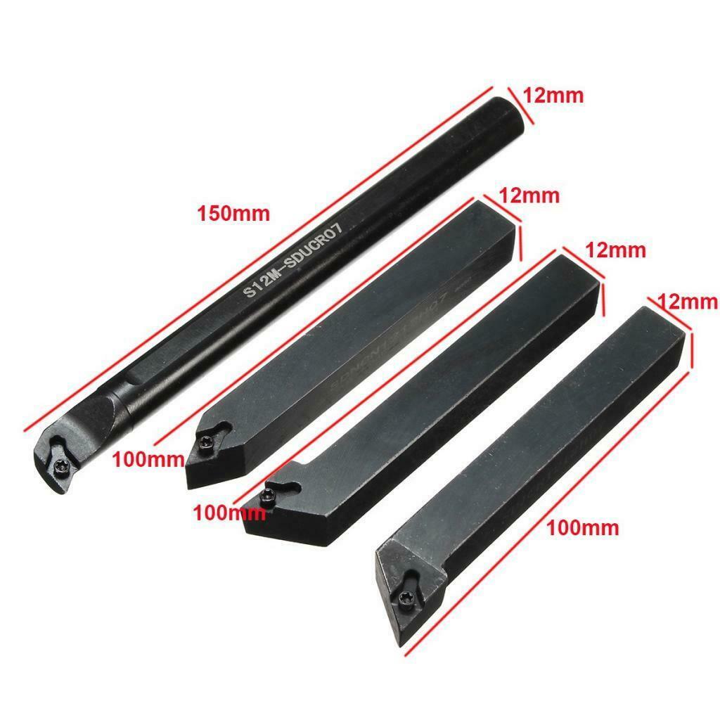Set of 4pcs 12mm CNC Lathe Turning Tool Holder Boring Bar Set with Wrench