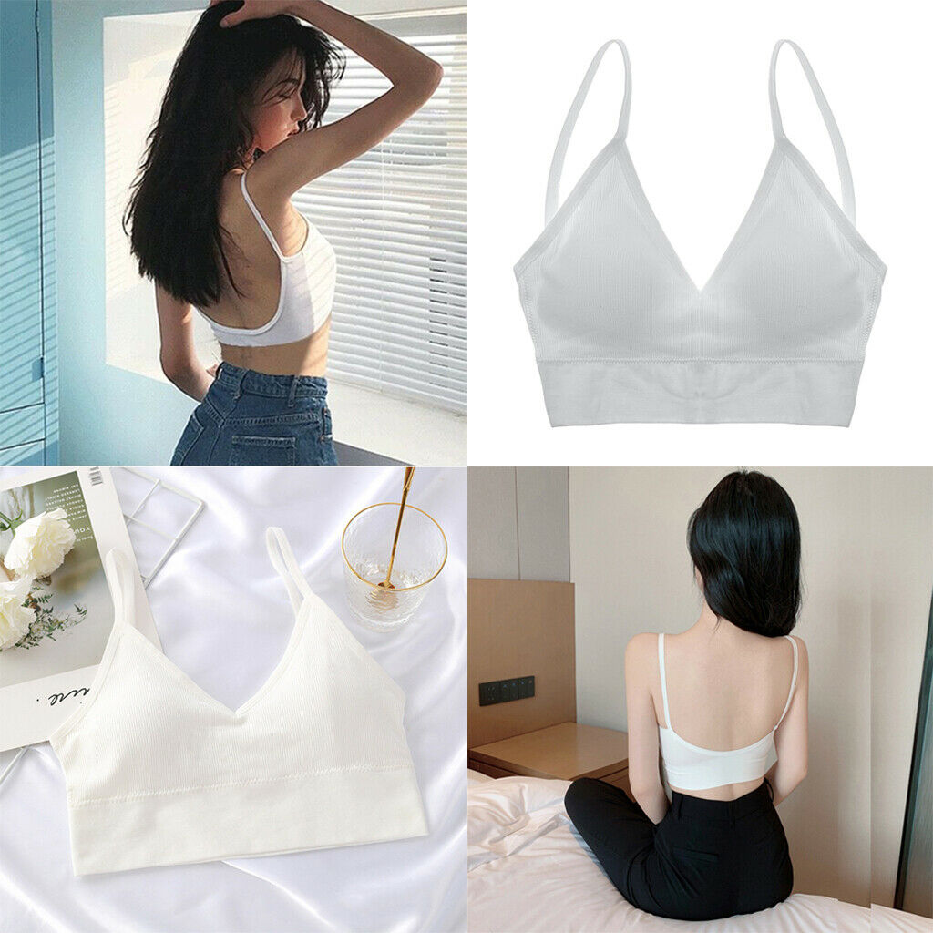 4pcs Womens Girls Bralette Spaghetti Straps Comfort Bra Bustier Crop Top
