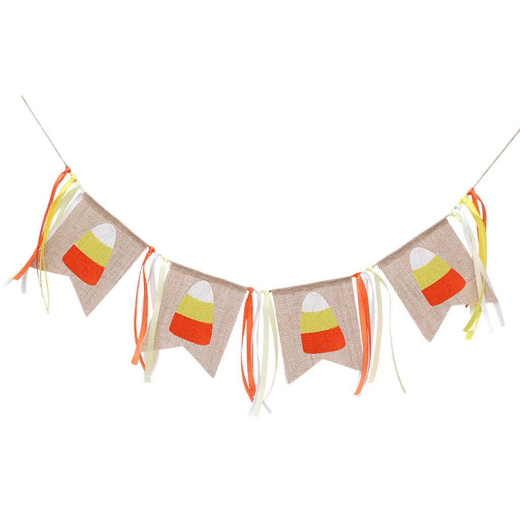 Candy Corn Ribbon Banner Thankgiving Day Halloween Fall Autumn Harvest Decor