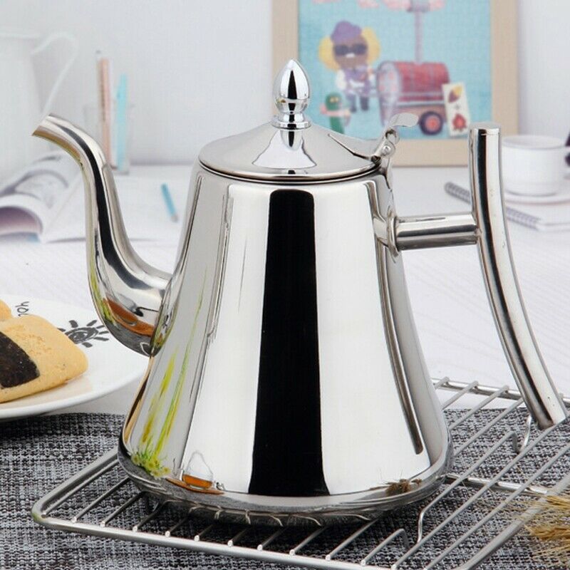 1.5L Stainless Steel Teapot Coffee Pot with Filter Kettle Home Hotel Bar RestaU6