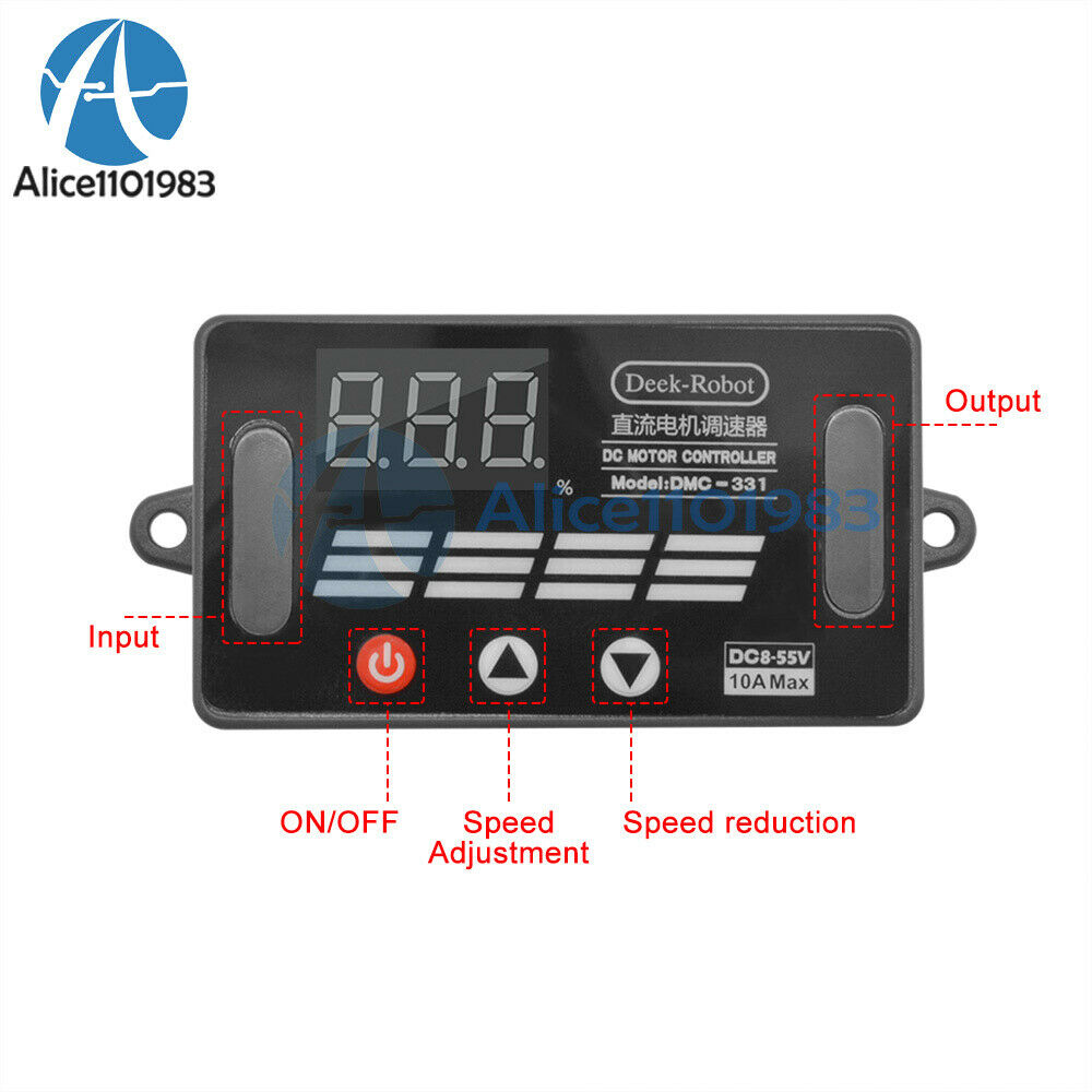 DMC-331 Max 10A PWM Regulator DC Motor Speed Control Switch Controller DC 8-55V