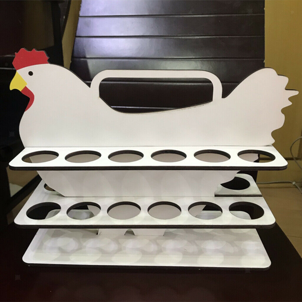 Wooden Egg Storage Rack Chicken-Shaped Egg Storage Rack for Kitchen White