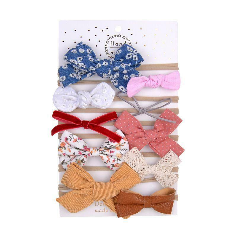 10pcs Cute Bow Baby Headband Girl Nylon Head Bands Turban Newborn Hairbands