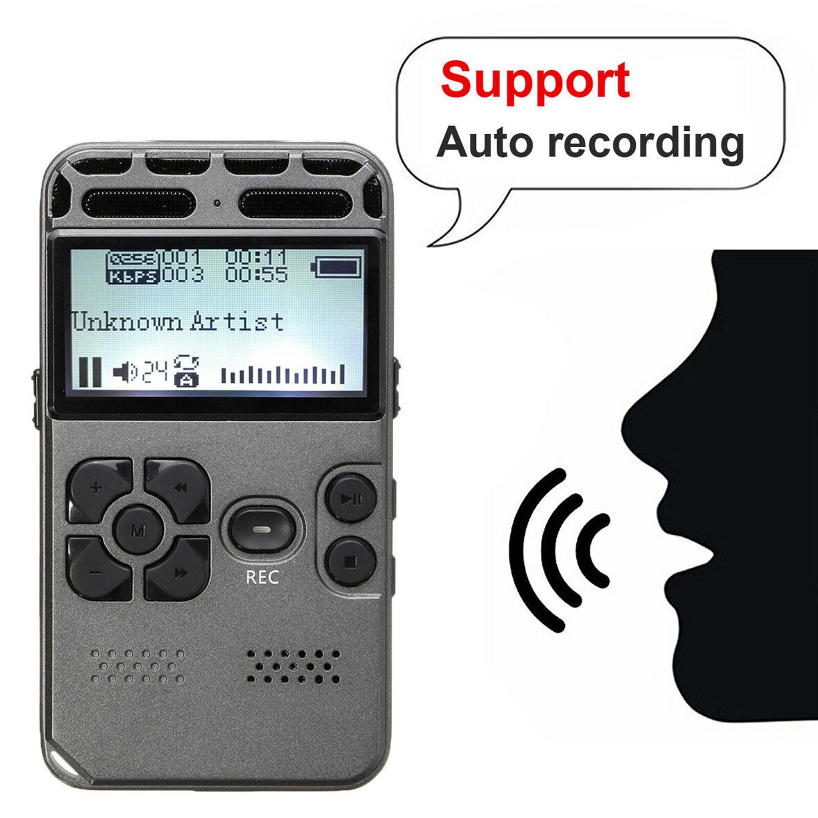 64G Rechargeable LCD Digital Audio Sound Voice Recorder Dictaphone MP3 Player