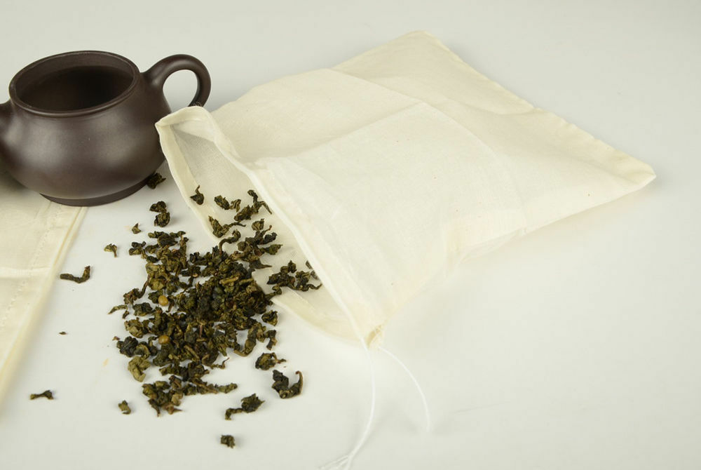 20 Pack Cotton Muslin White Drawstring Bags Large Bulk Herbs Tea Spice Bag