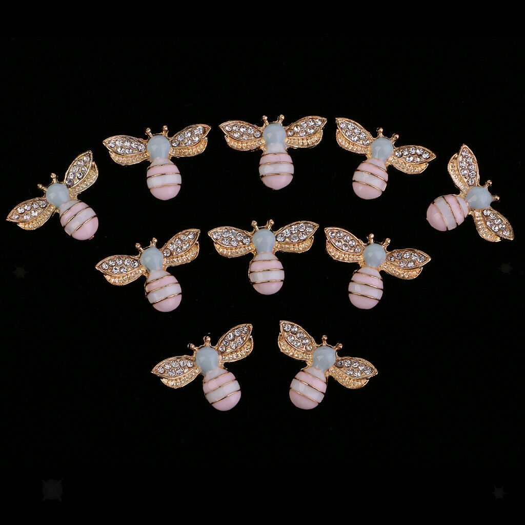 5Pcs Cute Bee Metal Rhinestone Buttons Embellishments DIY Phone Case Decor 25mm