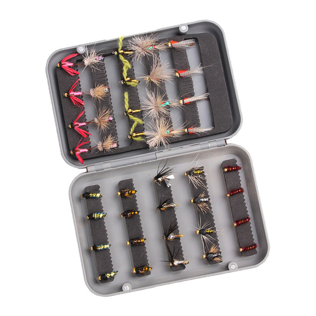 40 Pieces Fly Fishing Lures] Hooks with Artificial Wings Simulation with Box