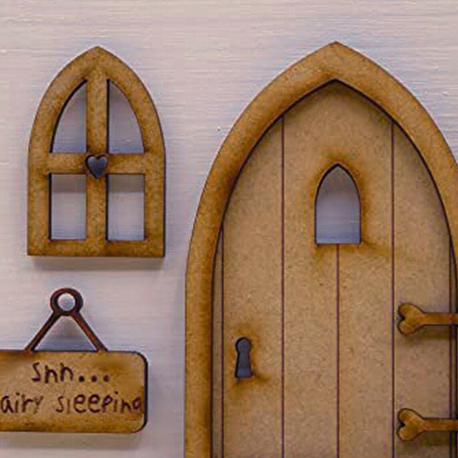 Garden DIY Wooden Fairy Door Kit Miniatures Hanging Sign Birthday Gift Decor