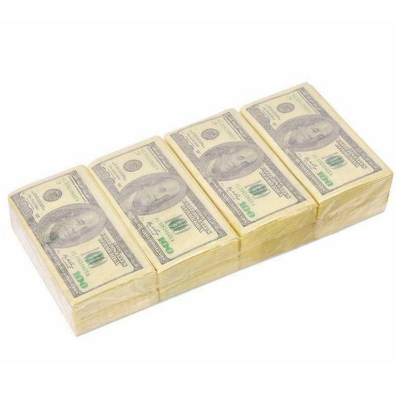 8 Packs Napkin Paper 100 Dollar Raw Wood Pulp Facial Tissue Handkerchief Party