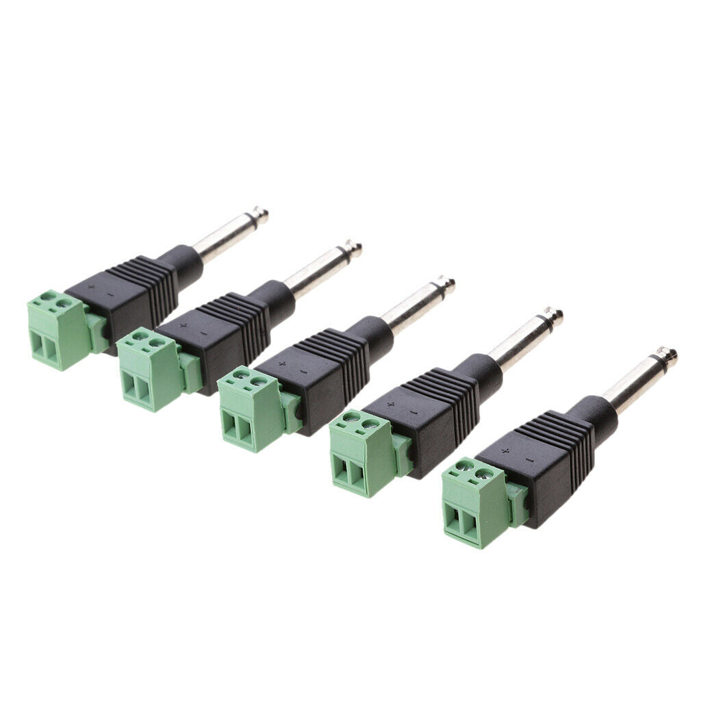 Pack of 5 Mono 6.35 Mm 1/4 Inch Audio  Plug with Internal Thread Connection