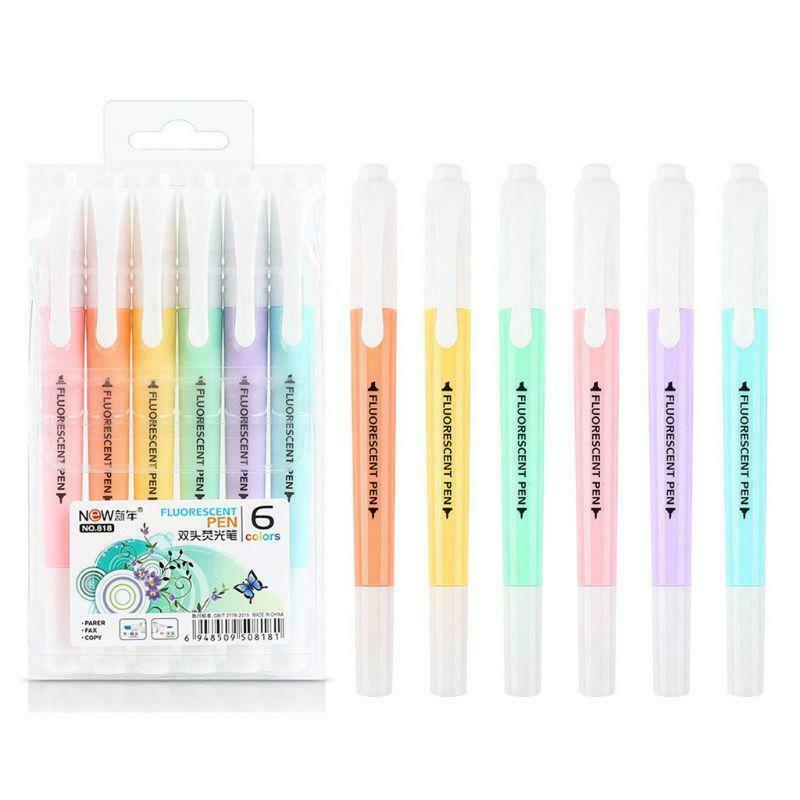 Candy Color Highlighter Pen Double Headed Fluorescent Marker Pen School Supplies