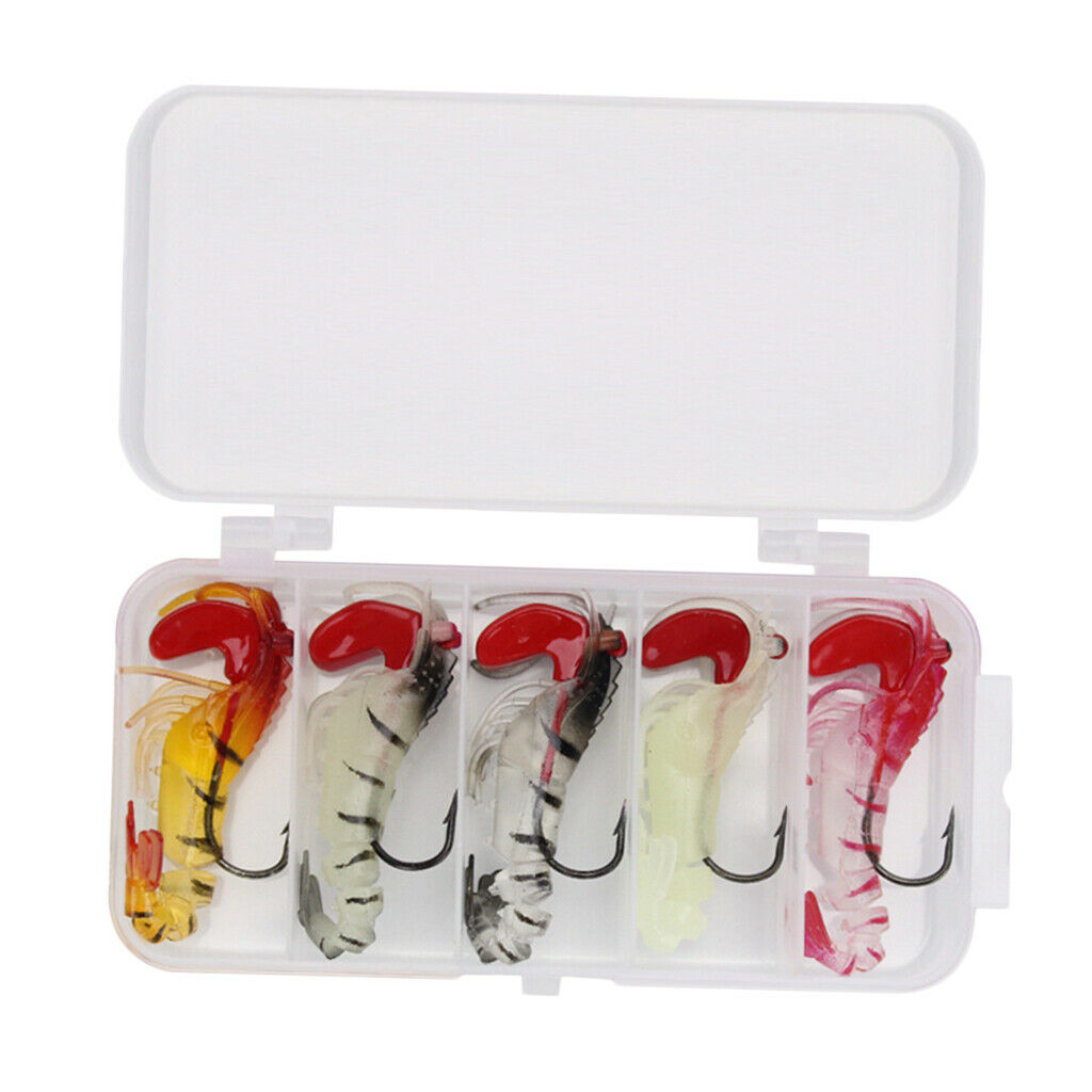 Segmented Shrimp Lure Sinking Baits Glow Fishing Soft Bait with Lead Head