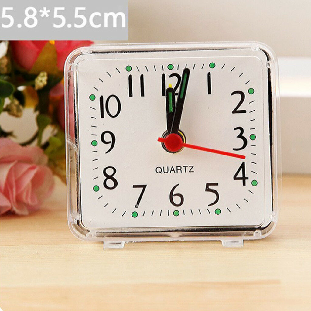 Modern Mini Quartz Clock Travel Alarm Clock Bedroom Home Table Clock White