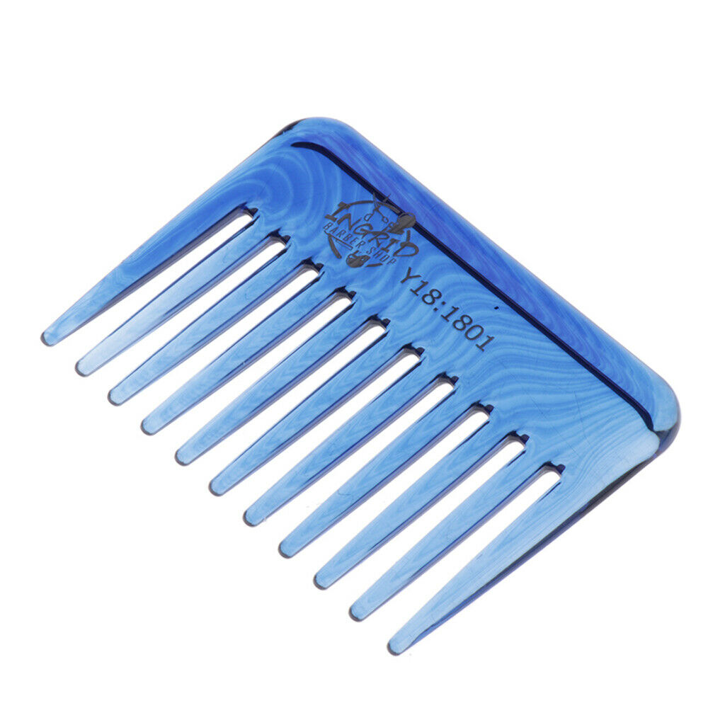 Wide-Teeth Detangling Curly Hair Comb Mens Back Head Styling Oil Comb Blue