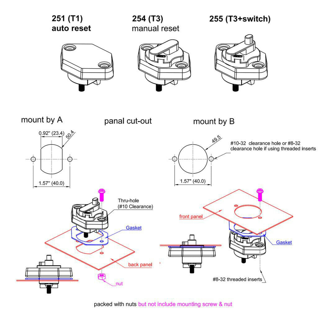 12V/32V 20-40AMP In-Line RV Car Circuit Breaker Manual Reset Fuse Holder 20A