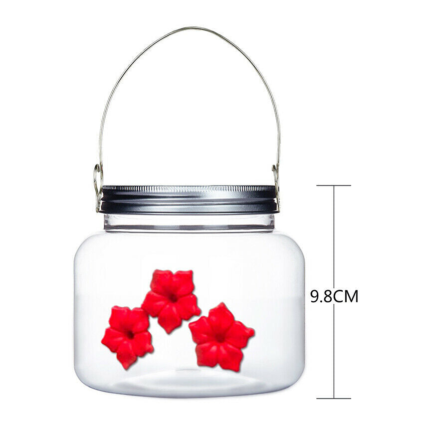 Hanging Feeder Glass Bottle Hummingbird Feeder Flowered Mason Jar Feeding Ports