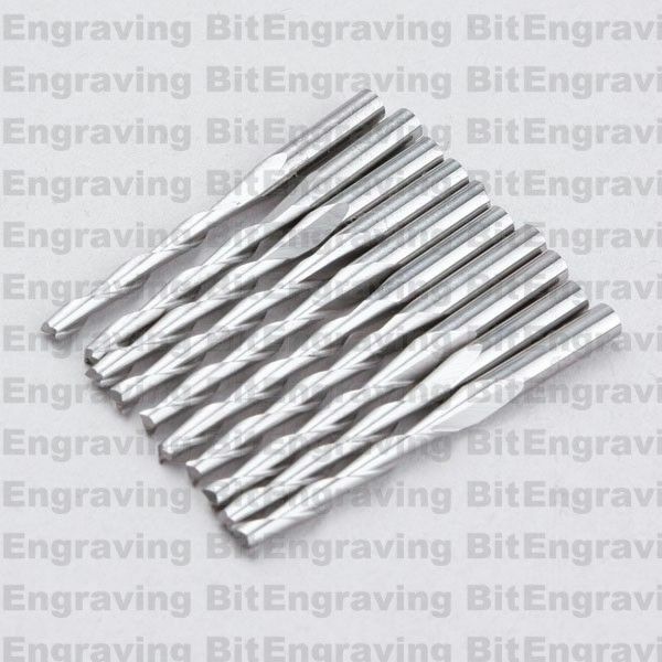 10 x 1/8'' Carbide Two Flute Spiral Bit CED 2.5mm CEL 22mm Router Milling