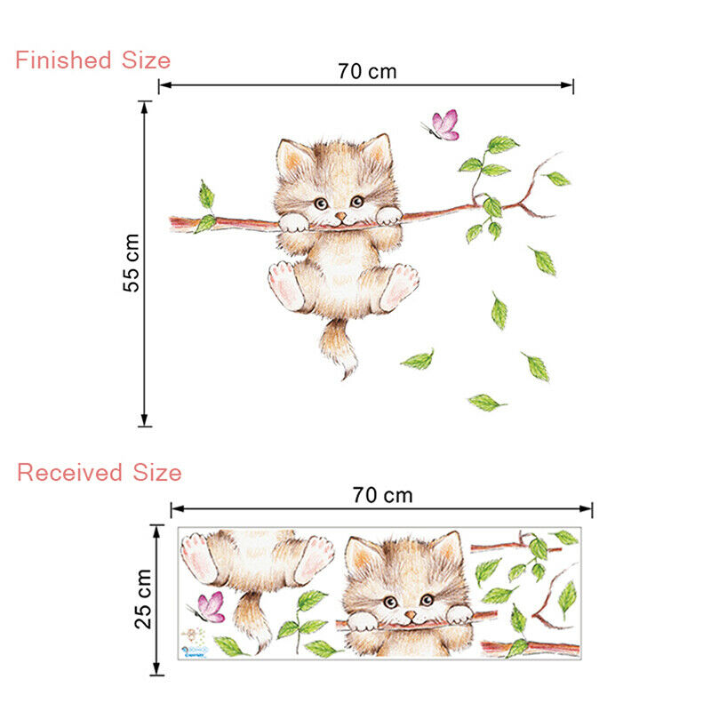 cute cat butterfly tree branch wall stickers for kids rooms home decorati.l8