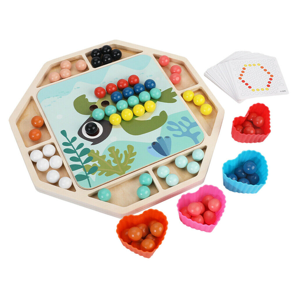 Wood Beads Game Board Early Children Preschool Toddler Toys Matching Game