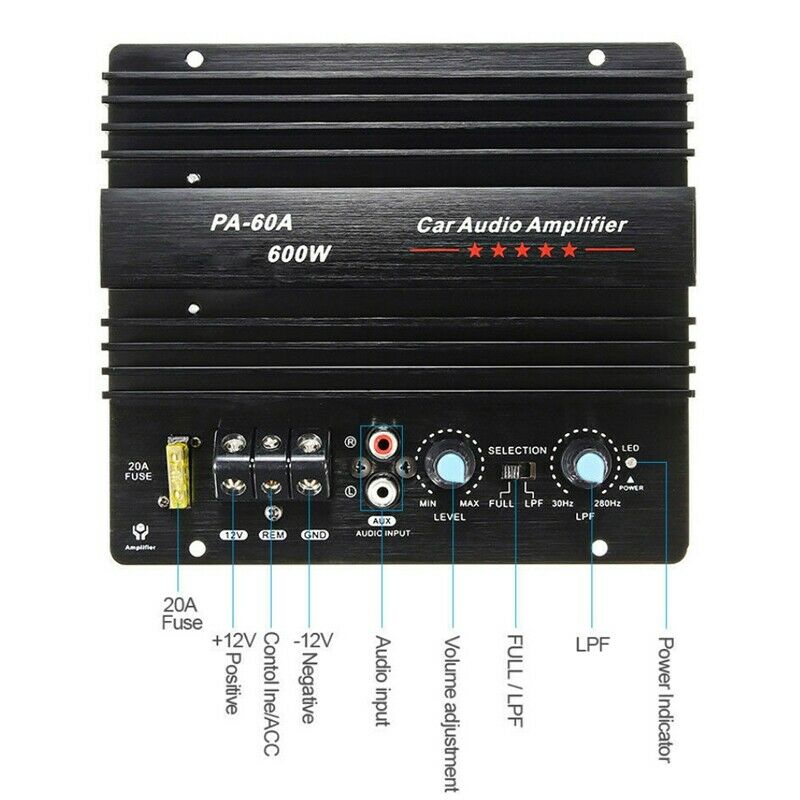 12V 600W Car Amplifier Board PA-60A Subwoofer Circuit Module Car Power AmplifiZ9