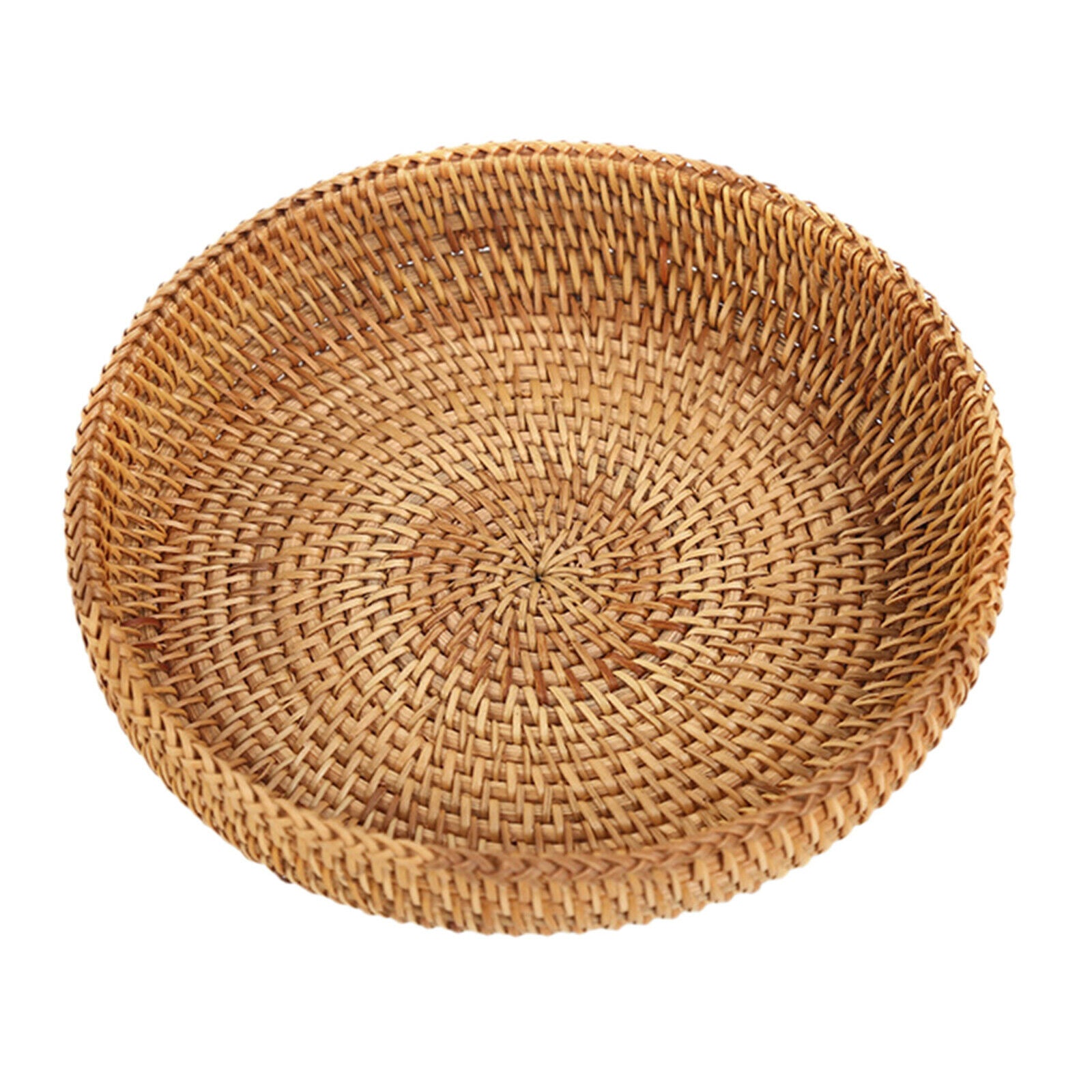 Handmade Round Woven Bread Roll Basket Fruits Bowl Storage Tray Container