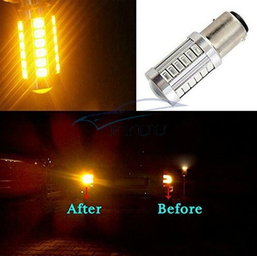 12V 2 Pcs Yellow Car Tail Brake Lights Daytime Running Lights Turn Signal Lights
