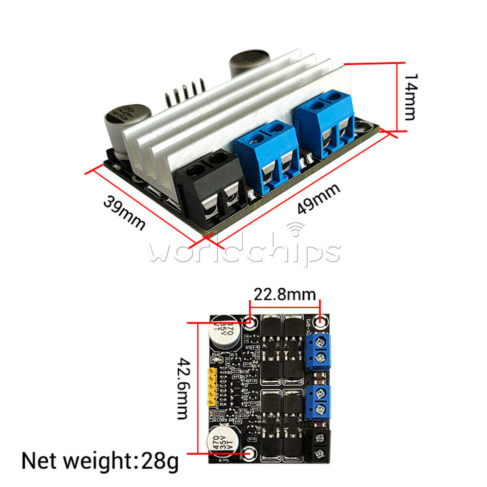 10A 2 Channel H-bridge DC 3-18V Motor Drive Module PWM Adust Speed Dimming
