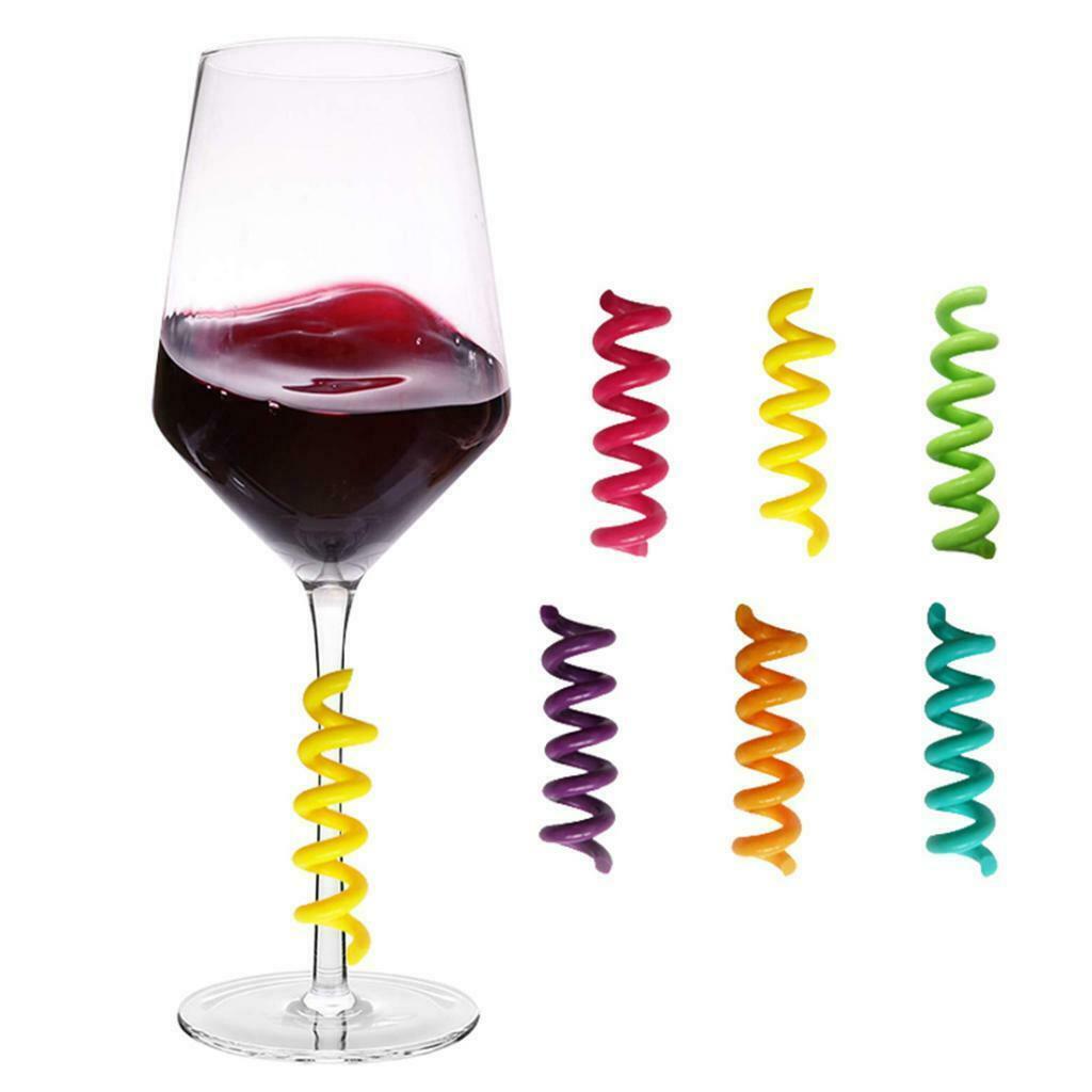 6x Silicone Drink Markers Wine Glass Charm Cup Labels Tag Bar Party Supply
