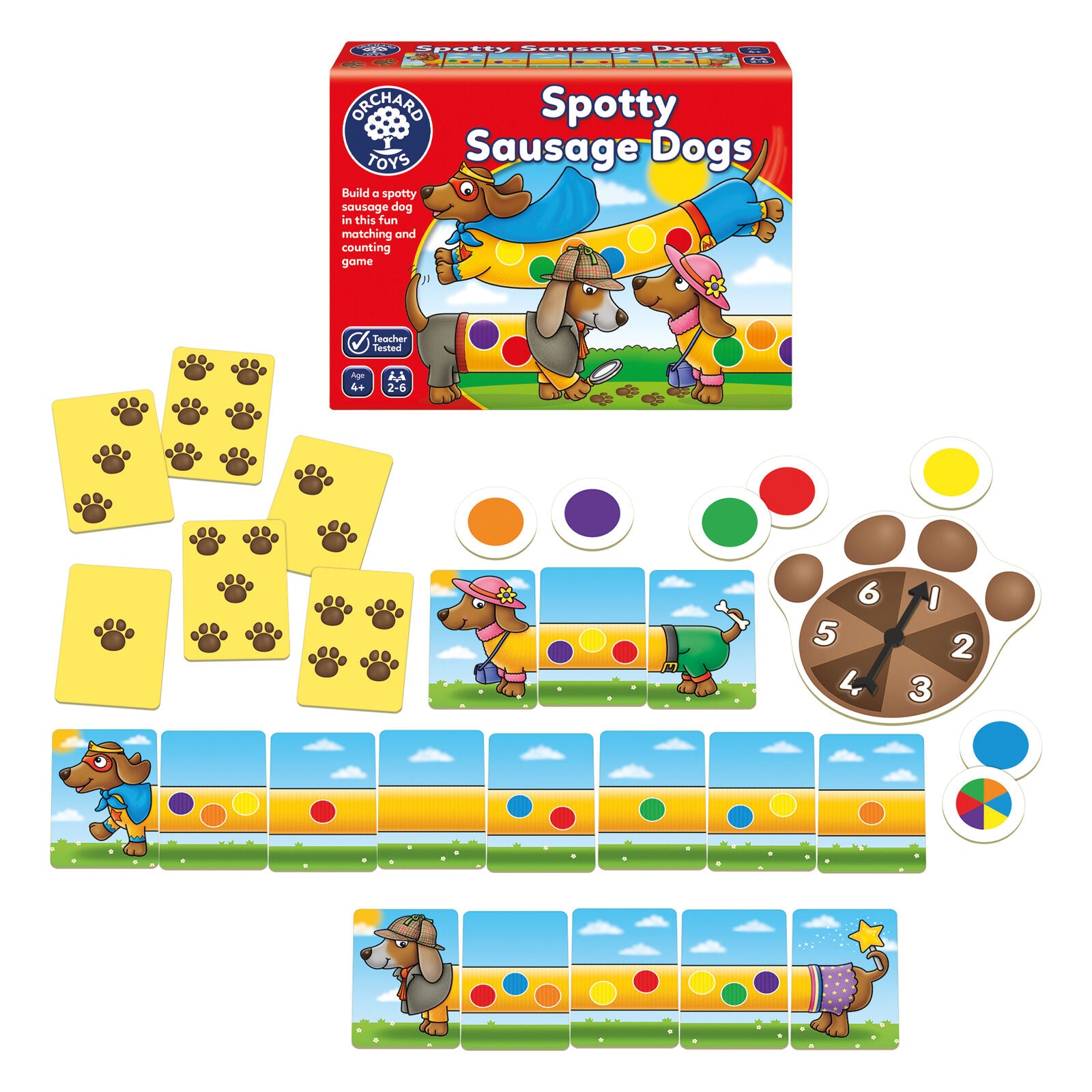 Orchard Toys 104 Spotty Sausage Dogs Match & Counting Game Family Children 4+